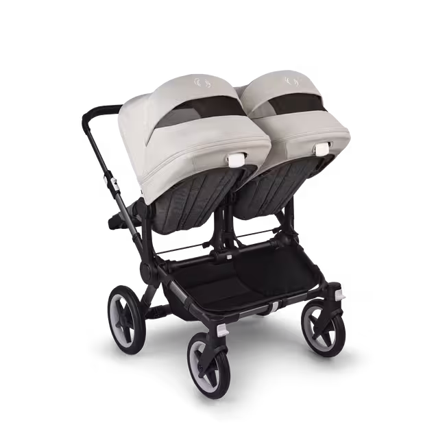 Bugaboo Donkey 5 twin stroller graphite base, grey mélange fabrics, misty white sun canopy - Main Image Slide 4 of 12