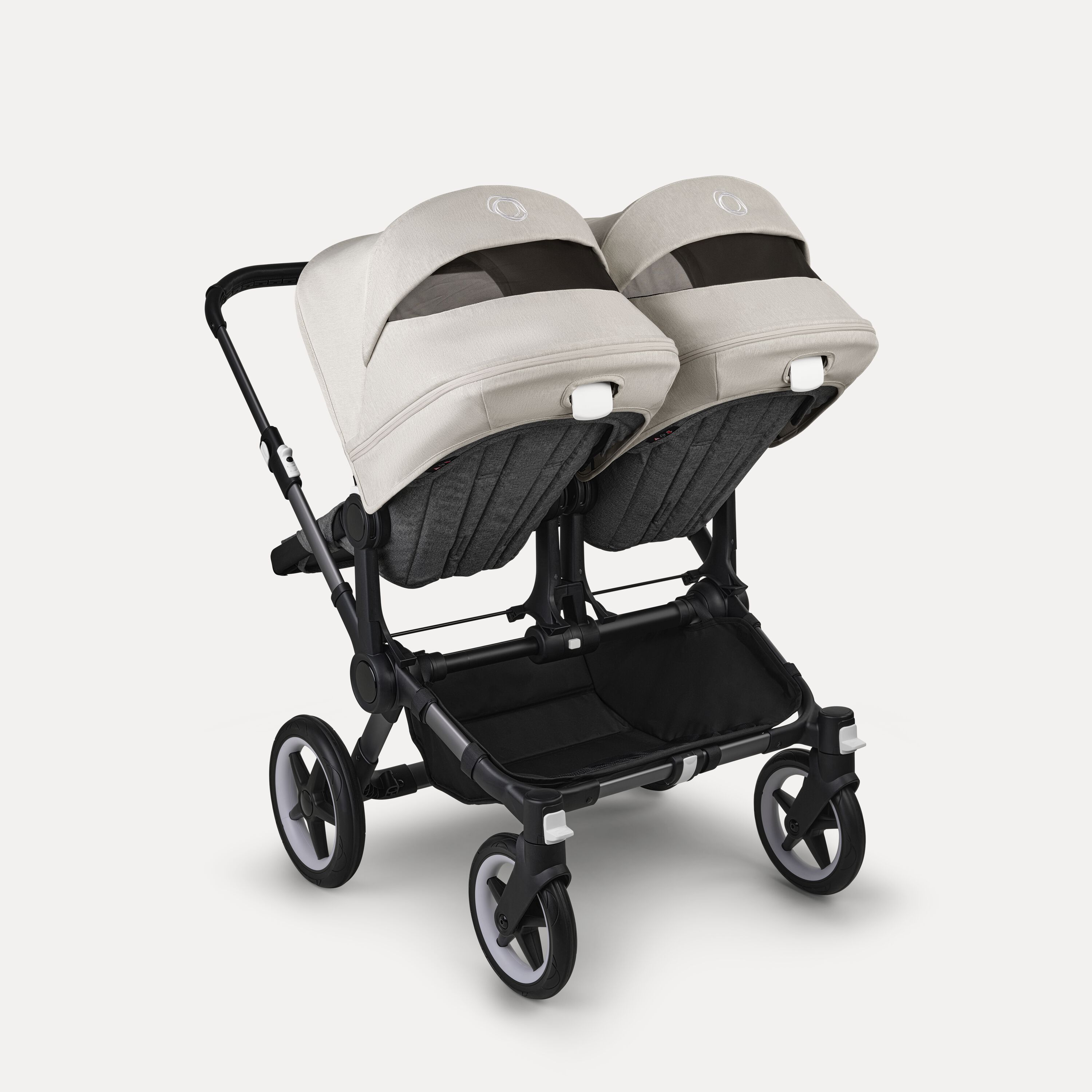 Bugaboo Donkey 5 twin stroller graphite base, grey mélange fabrics, misty white sun canopy - Main Modal Image Slide 4 of 12