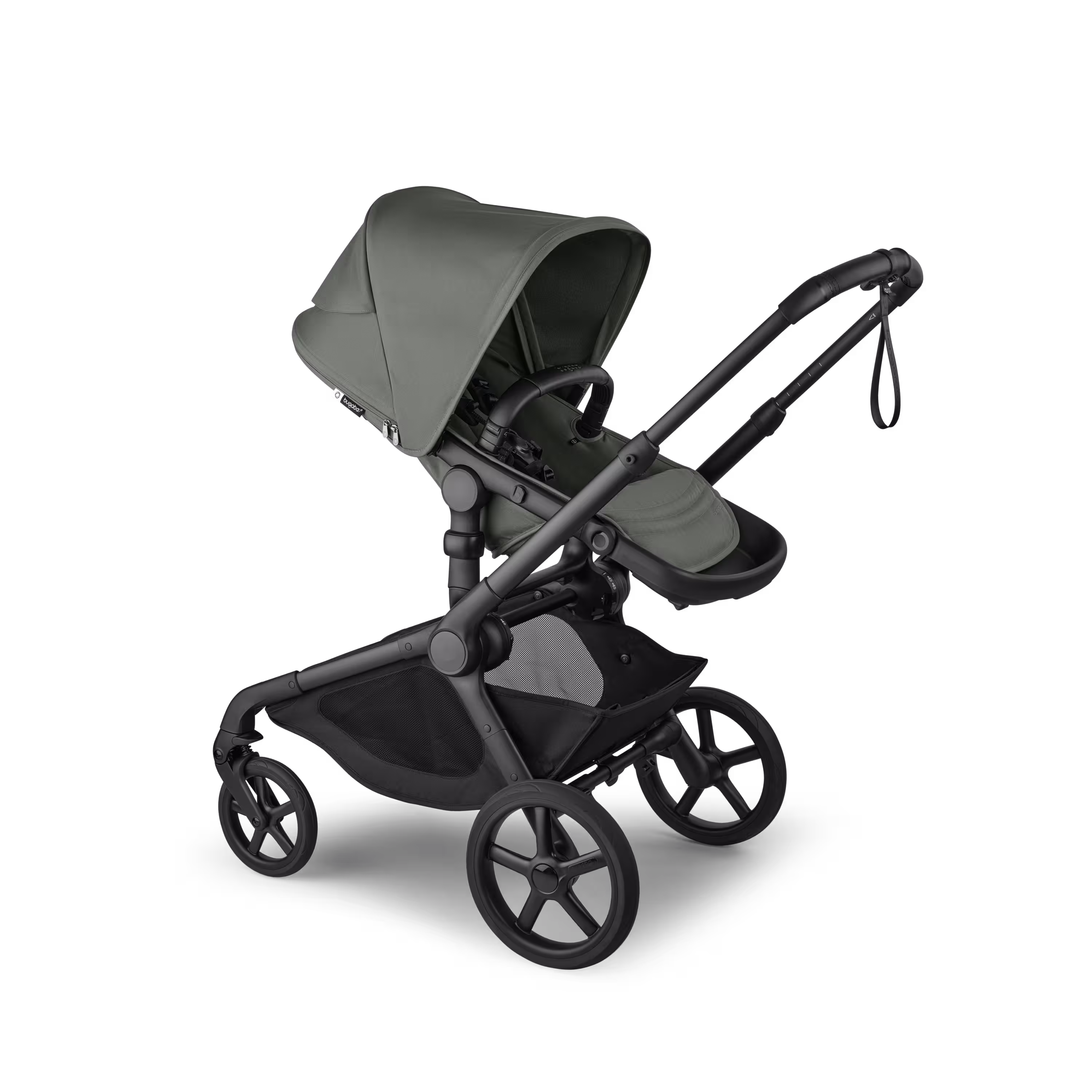 Bugaboo Kangaroo seat-only stroller black base, forest green fabrics, forest green sun canopy - Main Modal Image Slide 1 of 11