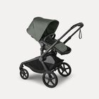 Bugaboo Kangaroo seat-only stroller black base, forest green fabrics, forest green sun canopy