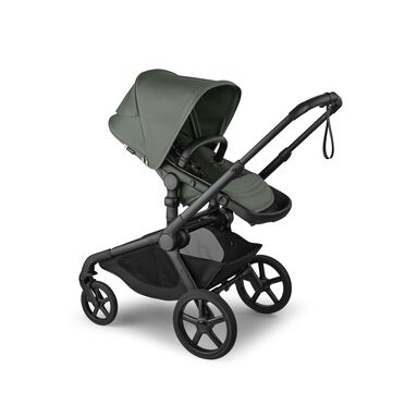 Bugaboo Kangaroo seat-only stroller black base, forest green fabrics, forest green sun canopy
