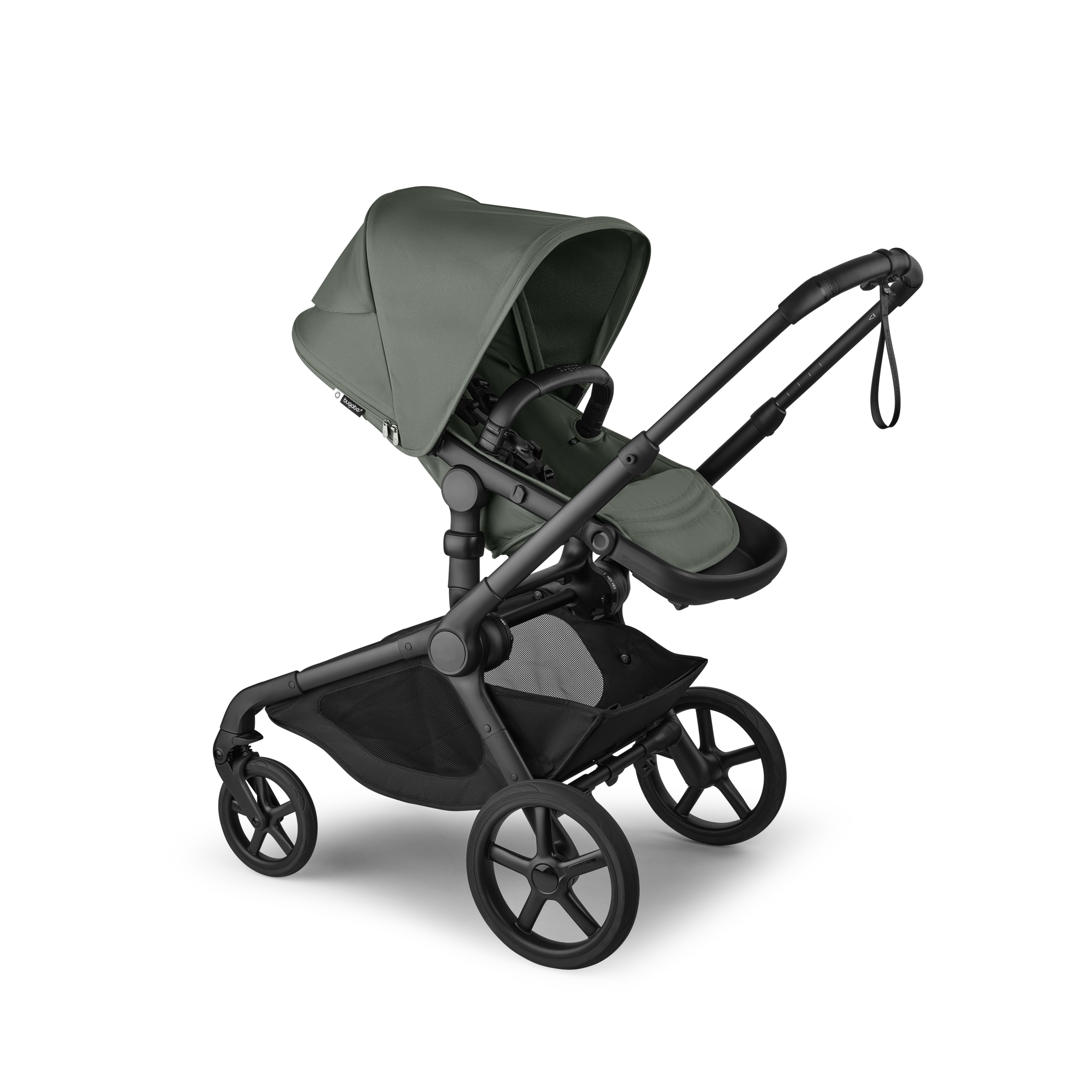 Bugaboo Kangaroo seat-only stroller black base, forest green fabrics, forest green sun canopy - Thumbnail Slide 1 of 11