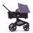 Side view of the Bugaboo Fox 5 bassinet stroller with black chassis, midnight black fabrics and astro purple sun canopy. - Thumbnail Slide 2 of 12