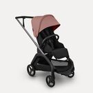 Bugaboo Dragonfly Plus seat stroller graphite base, heritage black fabrics, dusty pink sun canopy