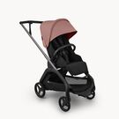 Bugaboo Dragonfly Plus seat stroller graphite base, heritage black fabrics, dusty pink sun canopy