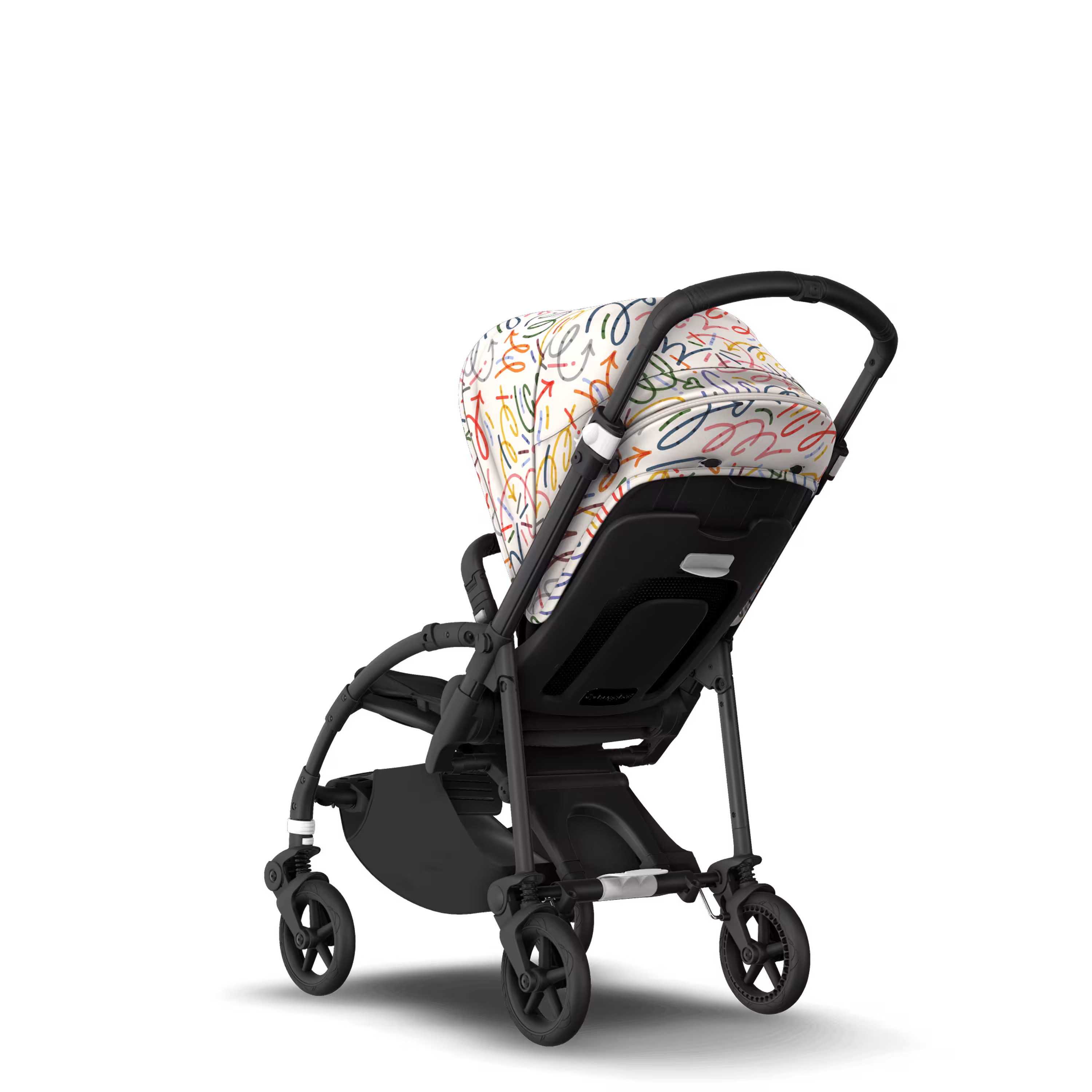 Bugaboo Bee 6 seat stroller black base, black fabrics, art of discovery white sun canopy - Main Modal Image Slide 1 of 5