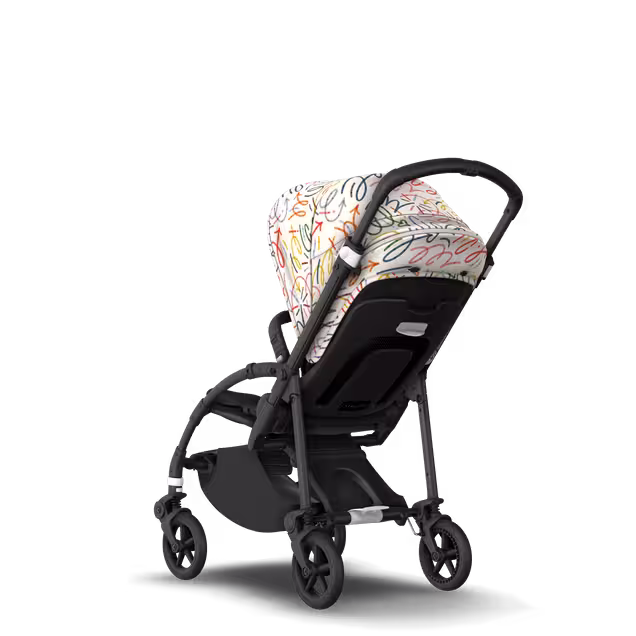 Bugaboo Bee 6 seat stroller black base, black fabrics, art of discovery white sun canopy - Main Image Slide 1 of 5