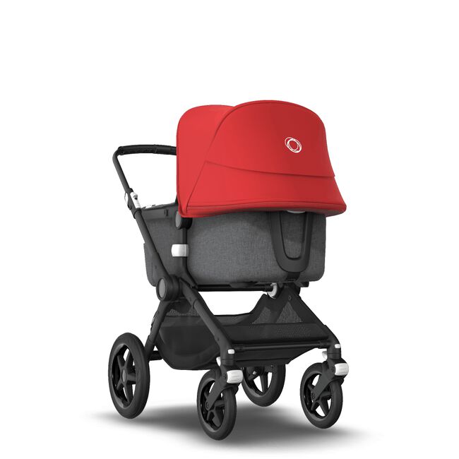 Fox 2 Seat and Bassinet Stroller Red sun canopy, Grey Melange style set, Black chassis - Main Image Slide 1 of 8
