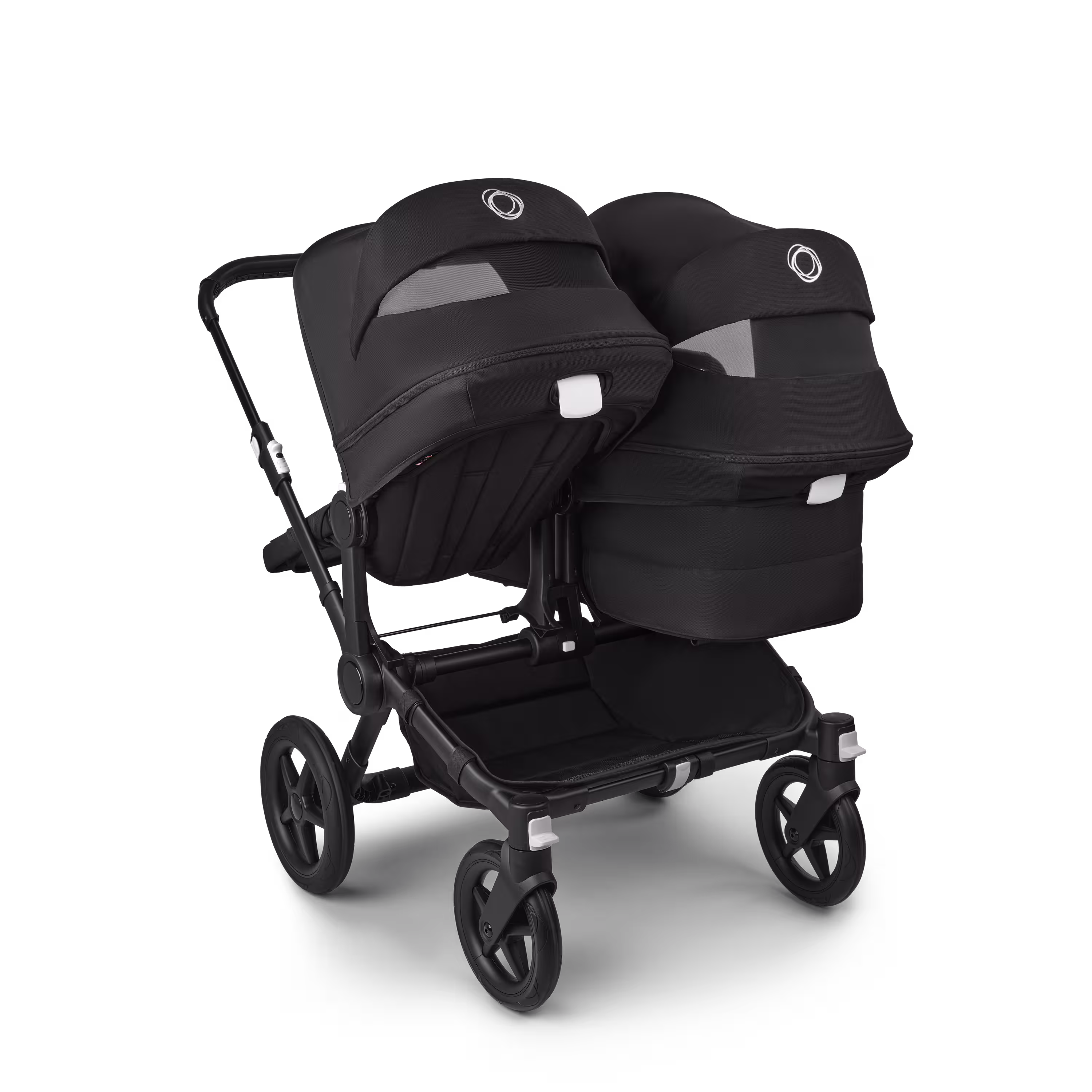 Bugaboo Donkey 5 Duo double stroller black base, midnight black fabrics, midnight black sun canopy - Main Modal Image Slide 5 of 10
