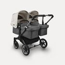 Bugaboo Donkey 5 twin stroller graphite base, grey mélange fabrics, misty white sun canopy