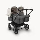 Bugaboo Donkey 5 twin stroller graphite base, grey mélange fabrics, misty white sun canopy