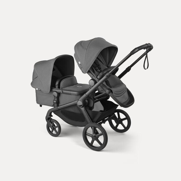 Bugaboo Kangaroo tandem stroller black base, moon grey fabrics, moon grey sun canopy - Main Image Slide 3 of 20