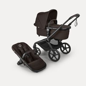 Bugaboo Fox 5 Renew 2-in-1 pushchair black base, cocoa brown fabrics, cocoa brown sun canopy