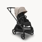 Bugaboo Dragonfly Plus seat stroller black base, heritage black fabrics, desert taupe sun canopy