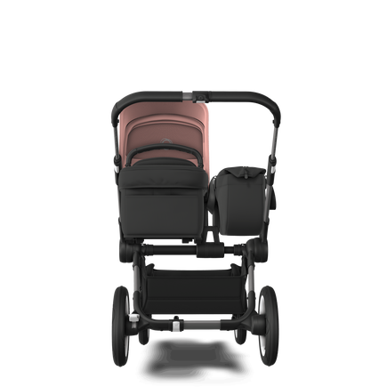 Bugaboo Donkey 5 Mono bassinet and seat stroller graphite base, midnight black fabrics, morning pink sun canopy - view 2