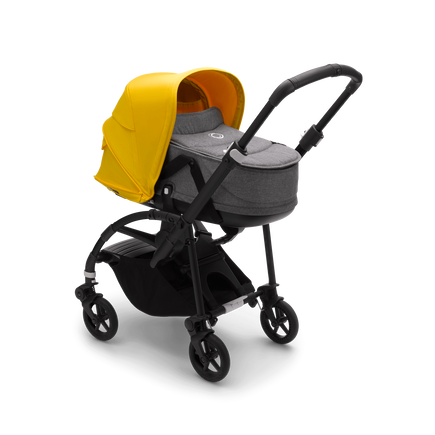Bugaboo Bee 6 bassinet and seat stroller lemon yellow sun canopy, grey mélange fabrics, black base - view 1