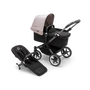 Bugaboo Donkey 5 Mono bassinet stroller with graphite chassis, midnight black fabrics and misty white sun canopy, plus seat. - Thumbnail Slide 1 of 13