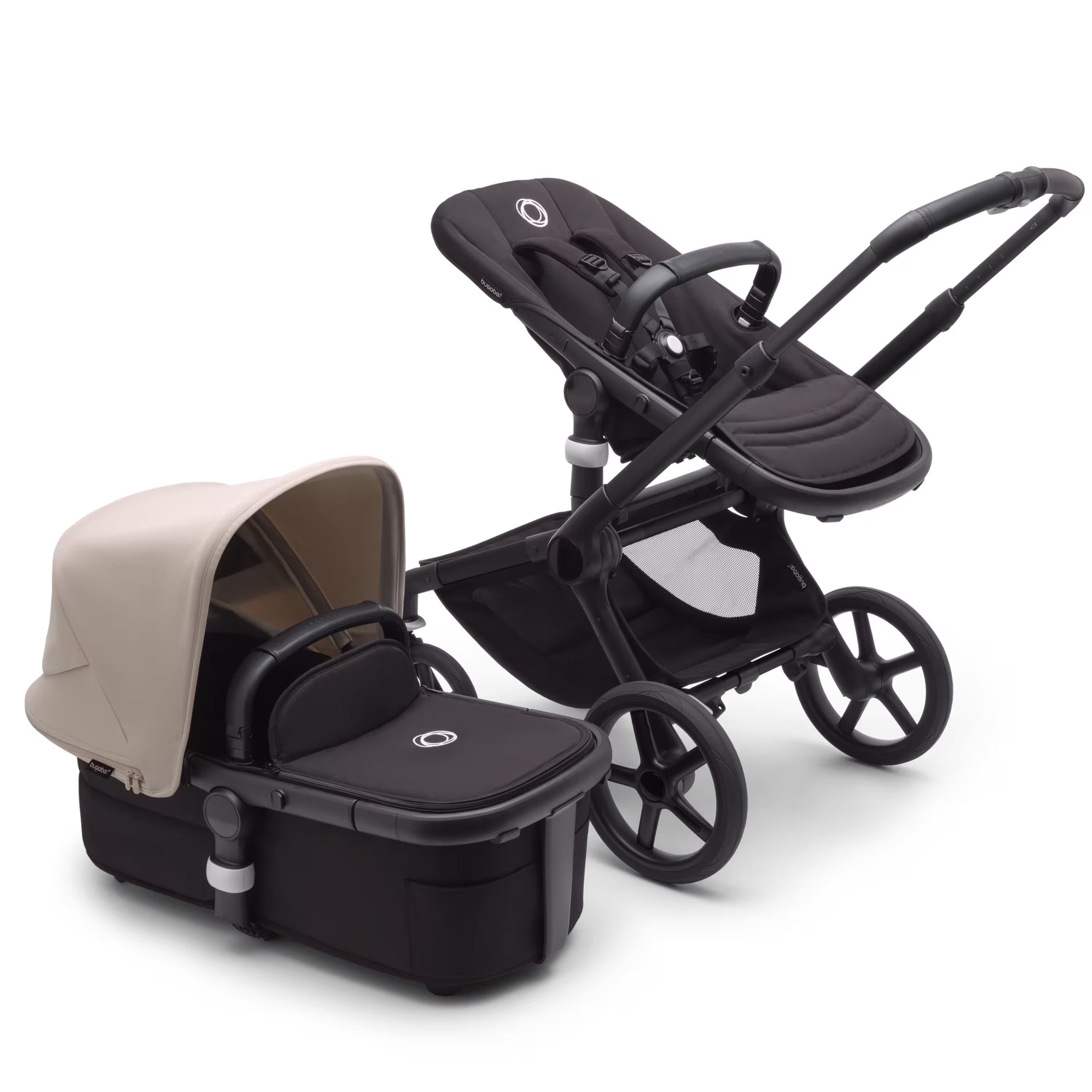 Bugaboo Fox 5 2-in-1 stroller black base, midnight black fabrics, desert taupe sun canopy - Main Modal Image Slide 1 of 12