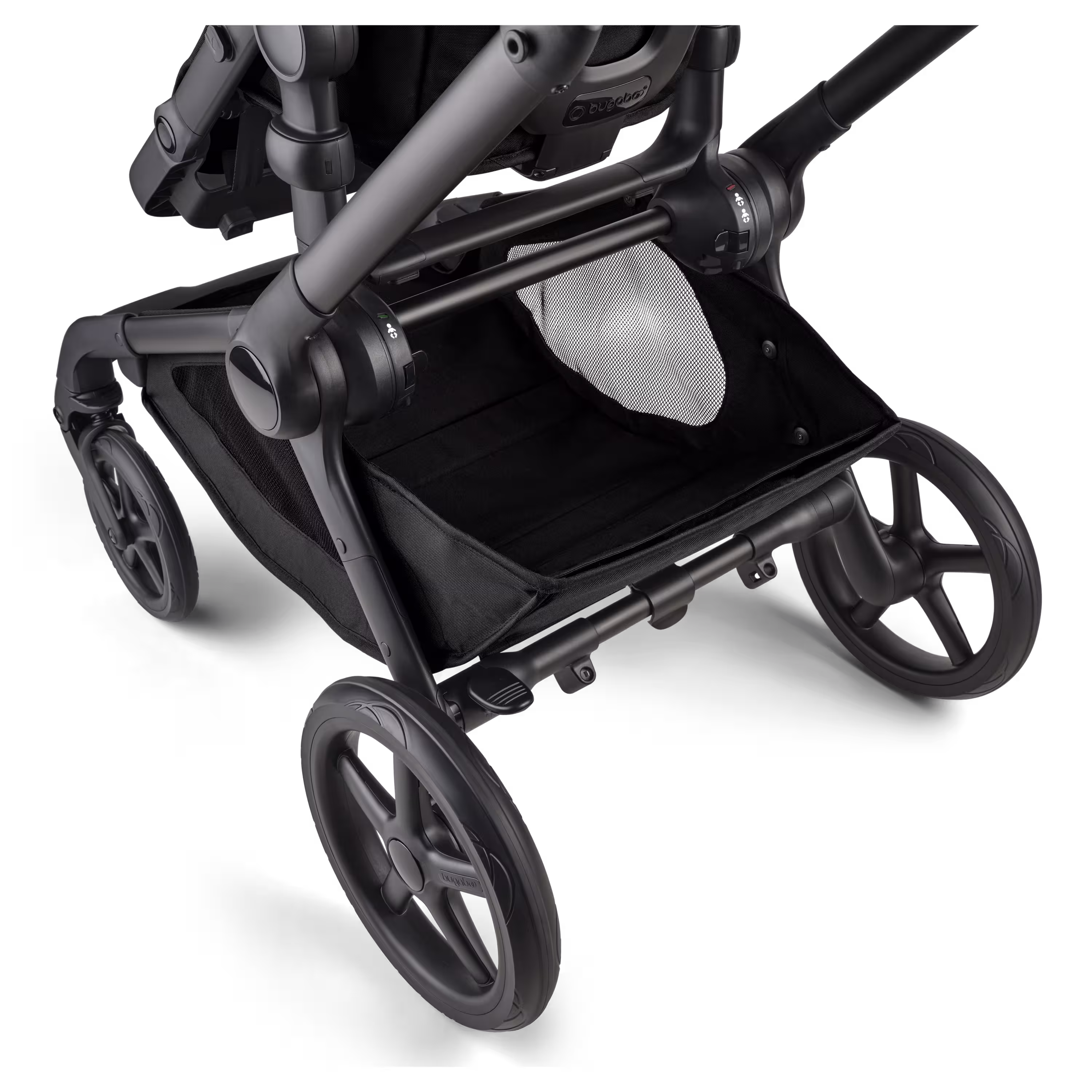 Bugaboo Kangaroo seat-only tandem black base, midnight black fabrics, misty white sun canopy - Main Modal Image Slide 6 of 12