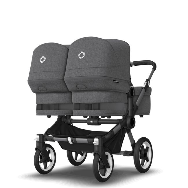 Bugaboo Donkey 5 Twin bassinet and seat stroller graphite base, grey mélange fabrics, grey mélange sun canopy - Main Image Slide 2 of 14