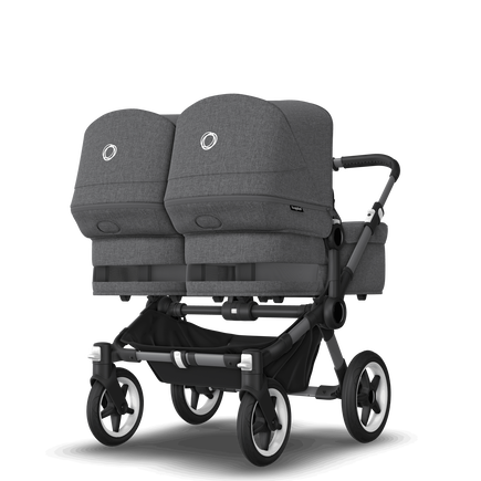 Bugaboo Donkey 5 Twin bassinet and seat stroller graphite base, grey mélange fabrics, grey mélange sun canopy - view 2