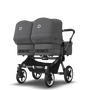 Bugaboo Donkey 5 Twin bassinet and seat stroller graphite base, grey mélange fabrics, grey mélange sun canopy - Thumbnail Slide 2 of 14