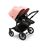 Bugaboo Donkey 5 twin stroller black base, midnight black fabrics, morning pink sun canopy - Thumbnail Slide 2 of 10