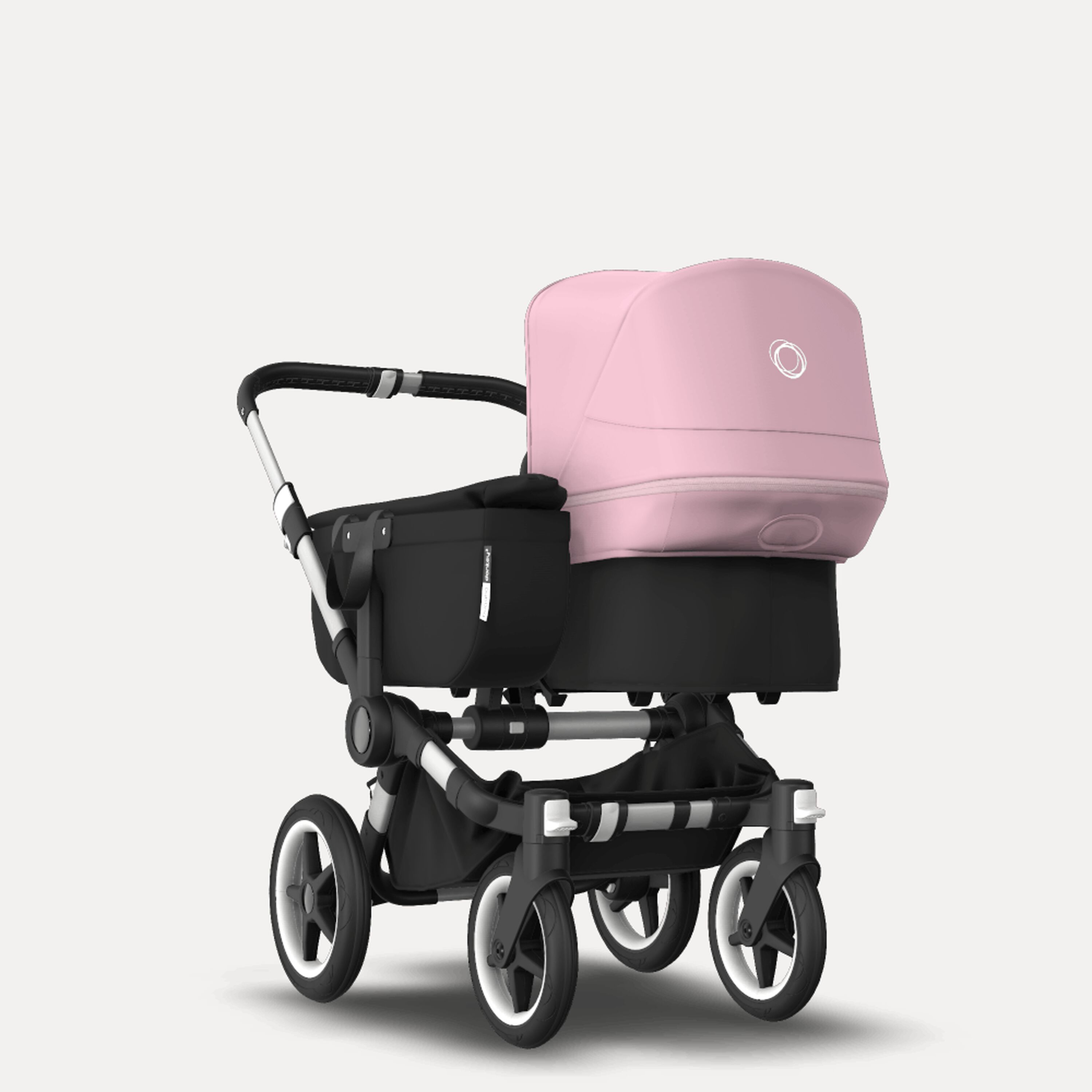 Bugaboo Donkey 3 Mono seat and bassinet stroller soft pink sun canopy, black fabrics, aluminium base - Main Modal Image Slide 1 of 10