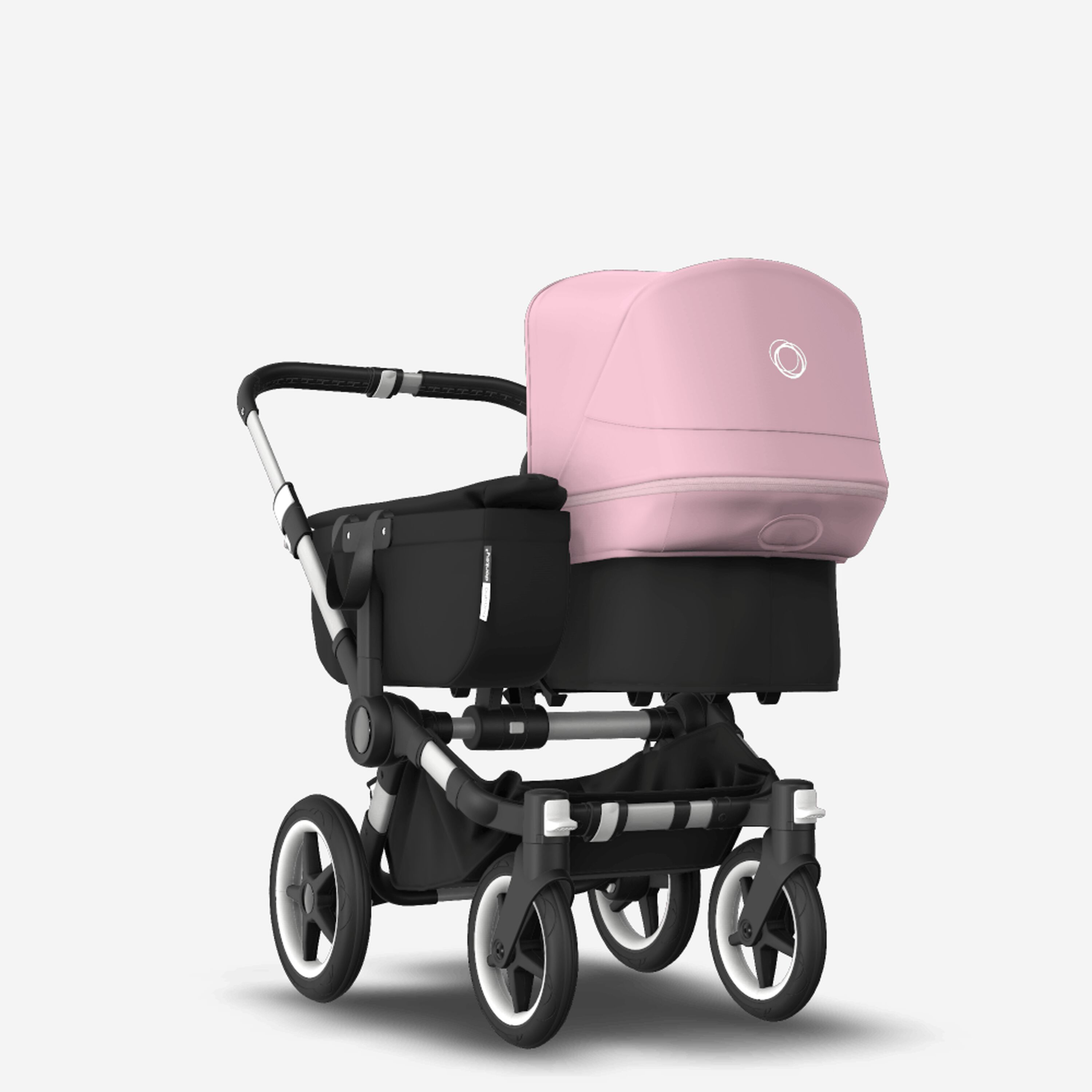 Bugaboo Donkey 3 Mono seat and bassinet stroller soft pink sun canopy, black fabrics, aluminium base - Main Modal Image Slide 1 of 10
