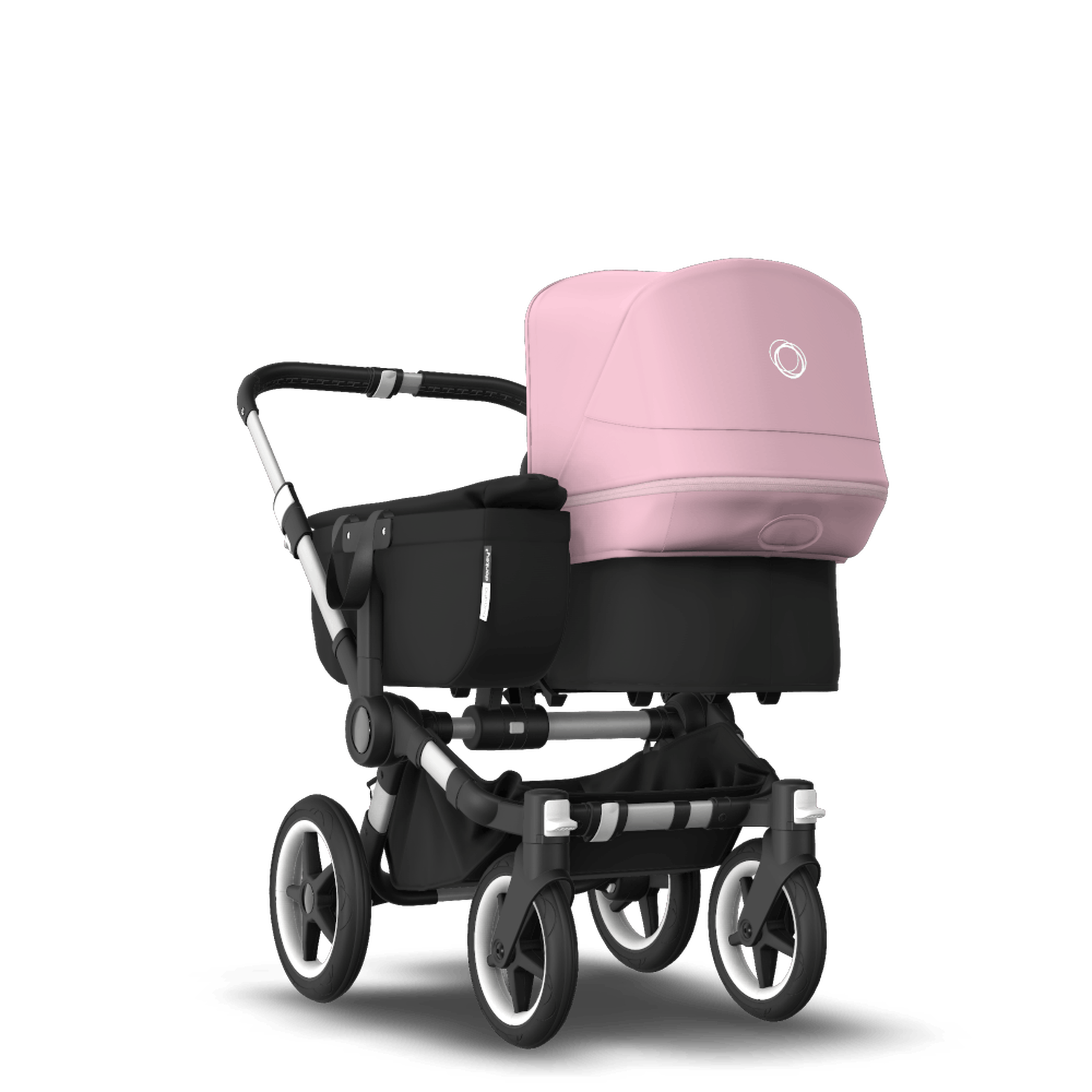Bugaboo Donkey 3 Mono seat and bassinet stroller soft pink sun canopy, black fabrics, aluminium base - Thumbnail Slide 1 of 10