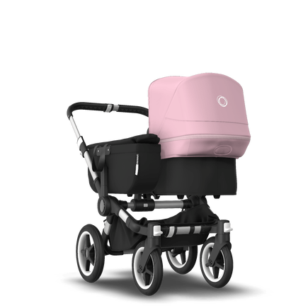 Bugaboo Donkey 3 Mono seat and bassinet stroller soft pink sun canopy, black fabrics, aluminium base - view 1