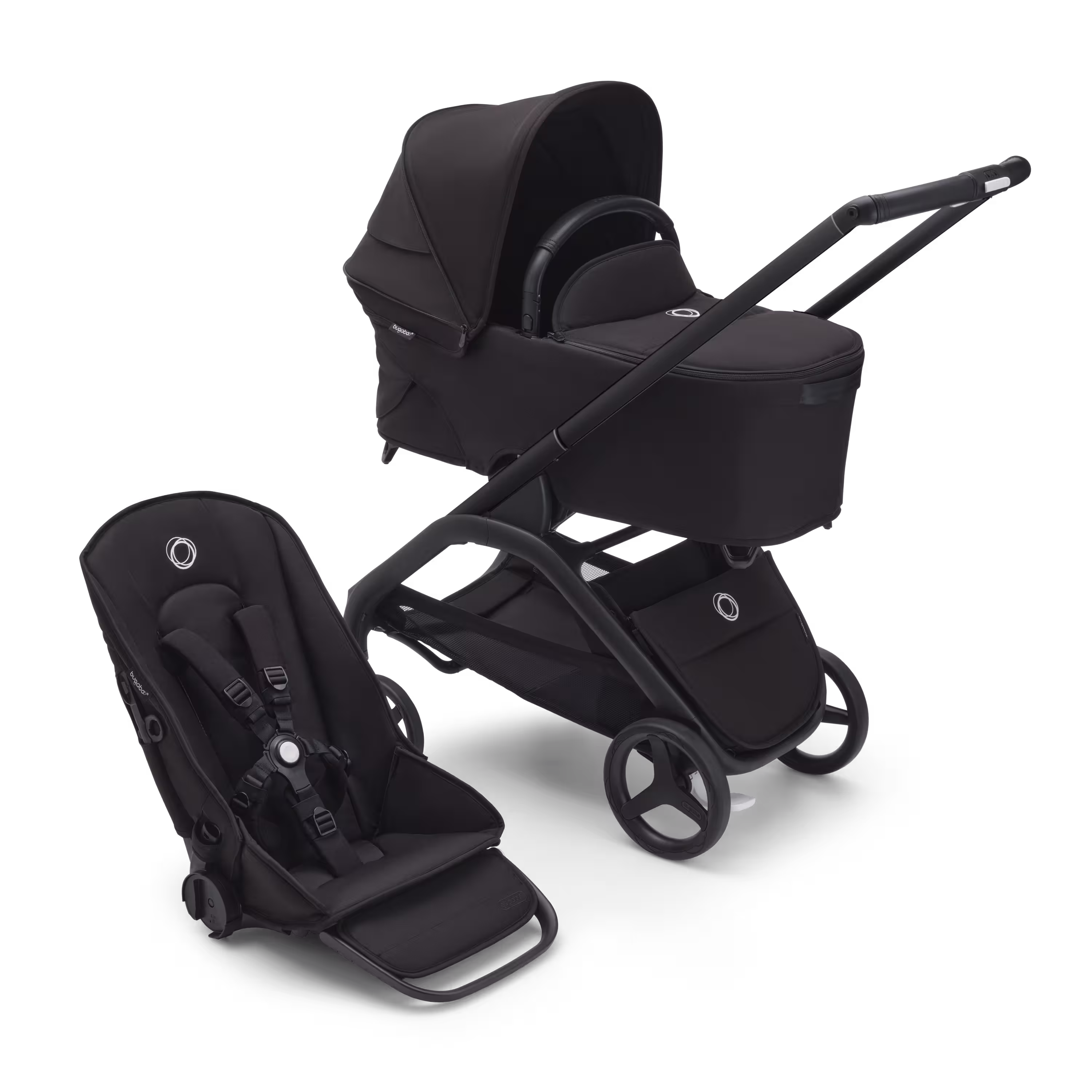 Bugaboo Dragonfly 2-in-1 pushchair black base, midnight black fabrics, midnight black sun canopy - Main Modal Image Slide 1 of 10