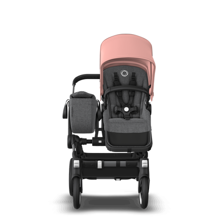 Bugaboo Donkey 5 Mono bassinet and seat stroller graphite base, grey mélange fabrics, morning pink sun canopy