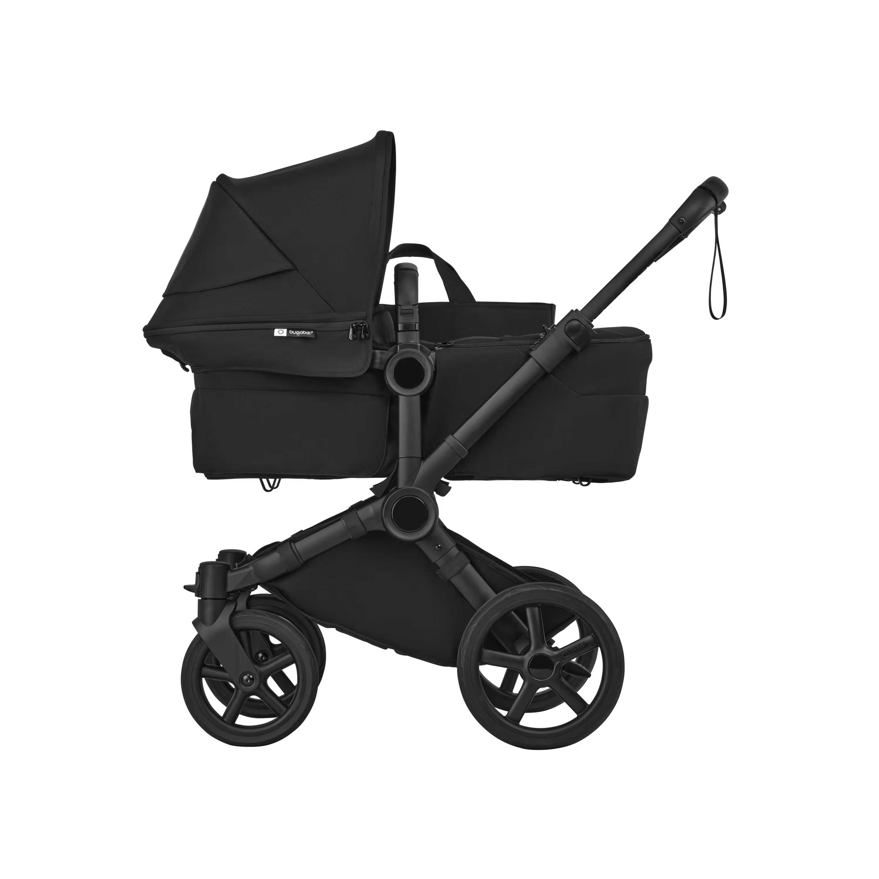 Bugaboo Donkey 6 2-in-1  stroller black base, heritage black fabrics, heritage black sun canopy view 2 - Main Modal Image Slide 2 of 10