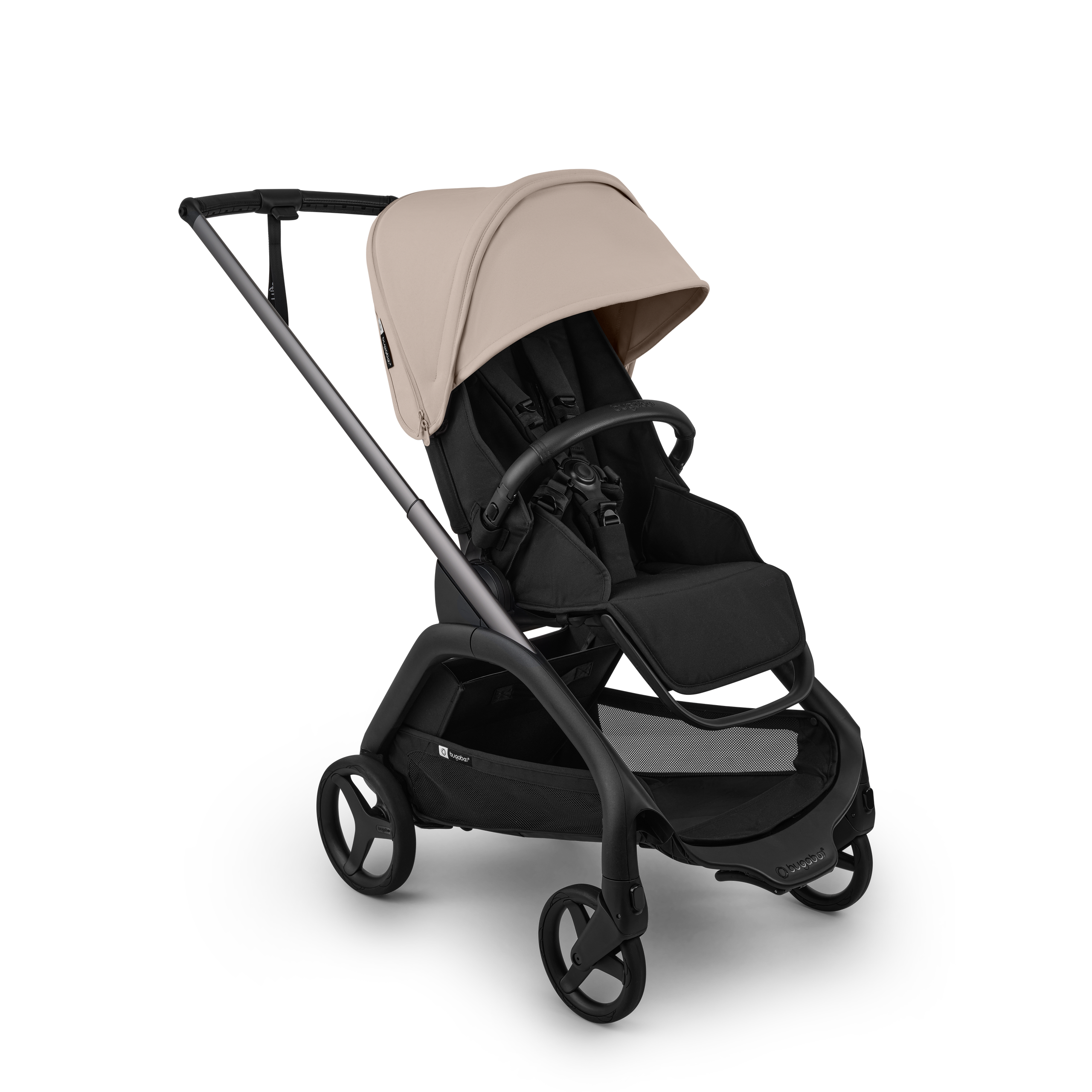 Bugaboo Dragonfly Plus 2-in-1 stroller graphite base, heritage black fabrics, desert taupe sun canopy - Thumbnail Slide 3 of 10