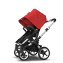 Bugaboo Donkey 3 Twin seat and bassinet stroller red sun canopy, black fabrics, aluminium base - Thumbnail Slide 6 van 9