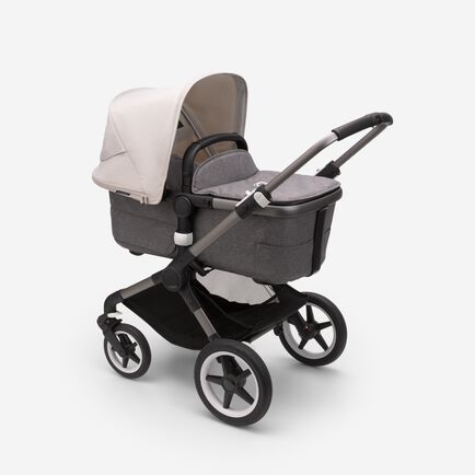 Bugaboo Fox 3 bassinet and seat stroller graphite base, grey melange fabrics, misty white sun canopy