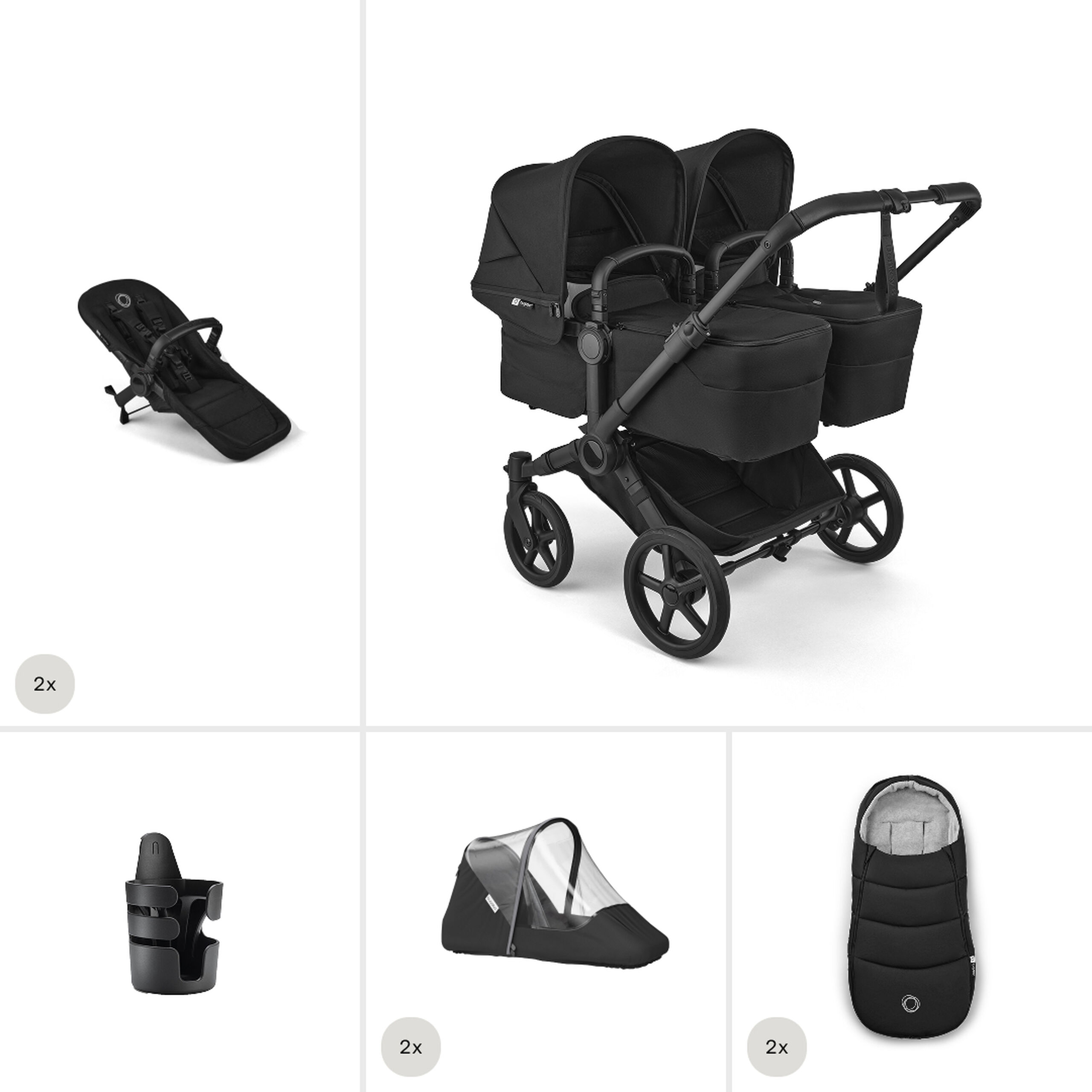 Bugaboo Donkey 6 Twin Essential stroller bundle - Thumbnail Slide 1 of 5