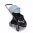 Bugaboo Dragonfly seat pram with graphite chassis, midnight black fabrics and skyline blue sun canopy. The sun canopy is fully extended. - Thumbnail Slide 3 of 16
