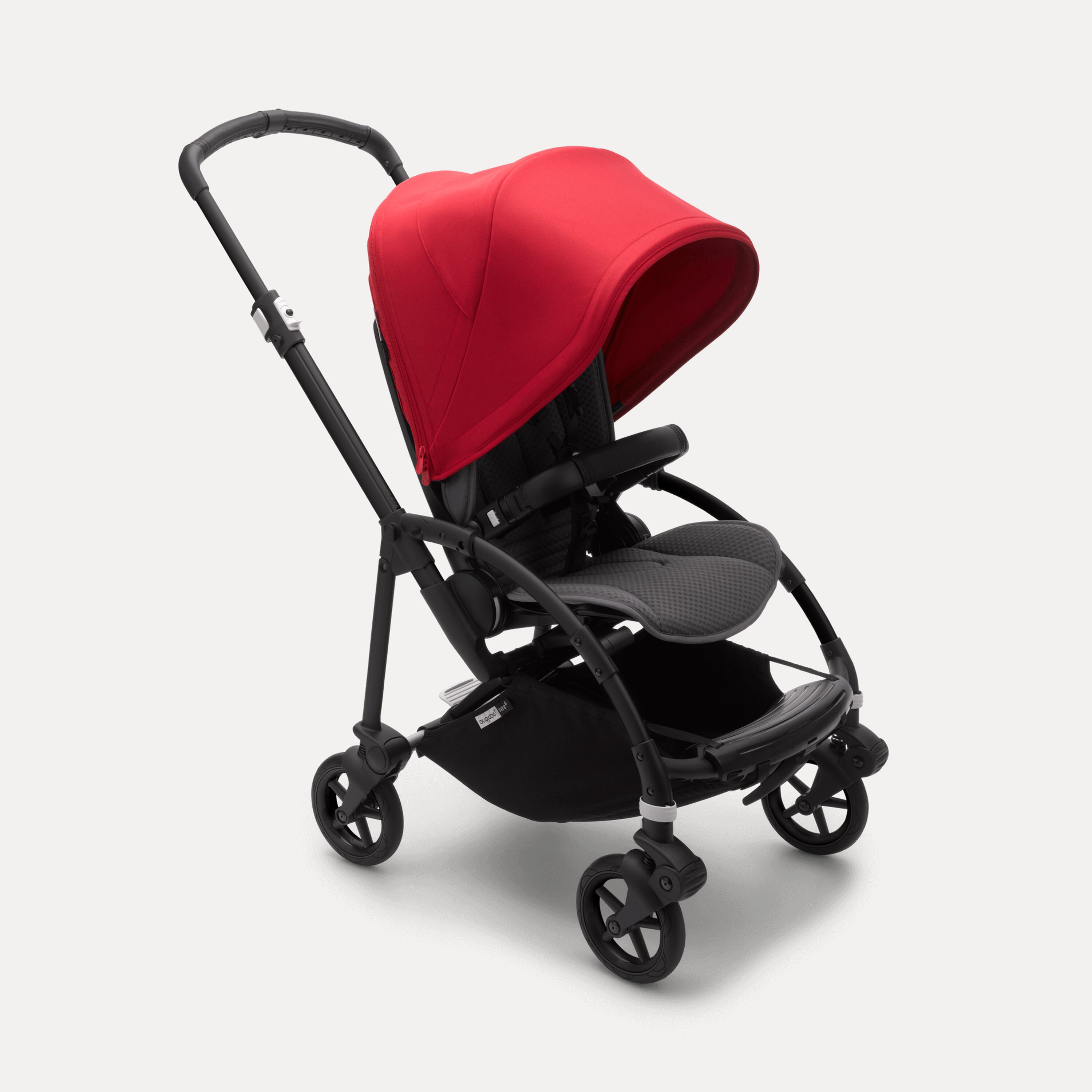 Bugaboo Bee 6 bassinet and seat stroller red sun canopy, grey mélange fabrics, black base - Main Modal Image Slide 2 of 3