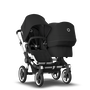 Bugaboo Donkey 3 Duo seat and bassinet stroller black sun canopy, black fabrics, aluminium base - Thumbnail Slide 1 van 5