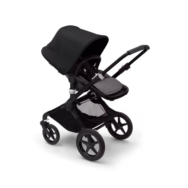 Bugaboo Fox 3 seat stroller with black frame, grey fabrics, and black sun canopy. - Main Image Slide 6 of 7