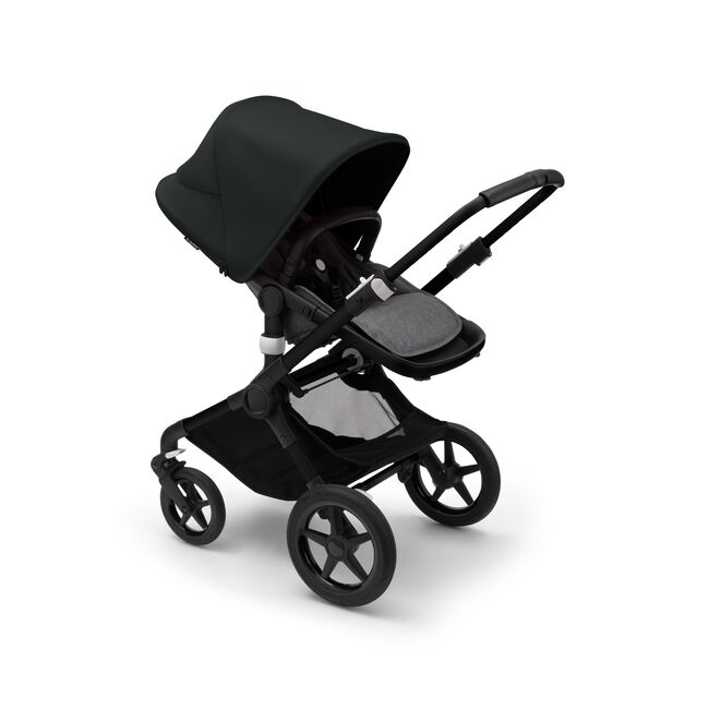 Bugaboo Fox 3 seat stroller with black frame, grey fabrics, and black sun canopy. - Main Image Slide 6 of 7