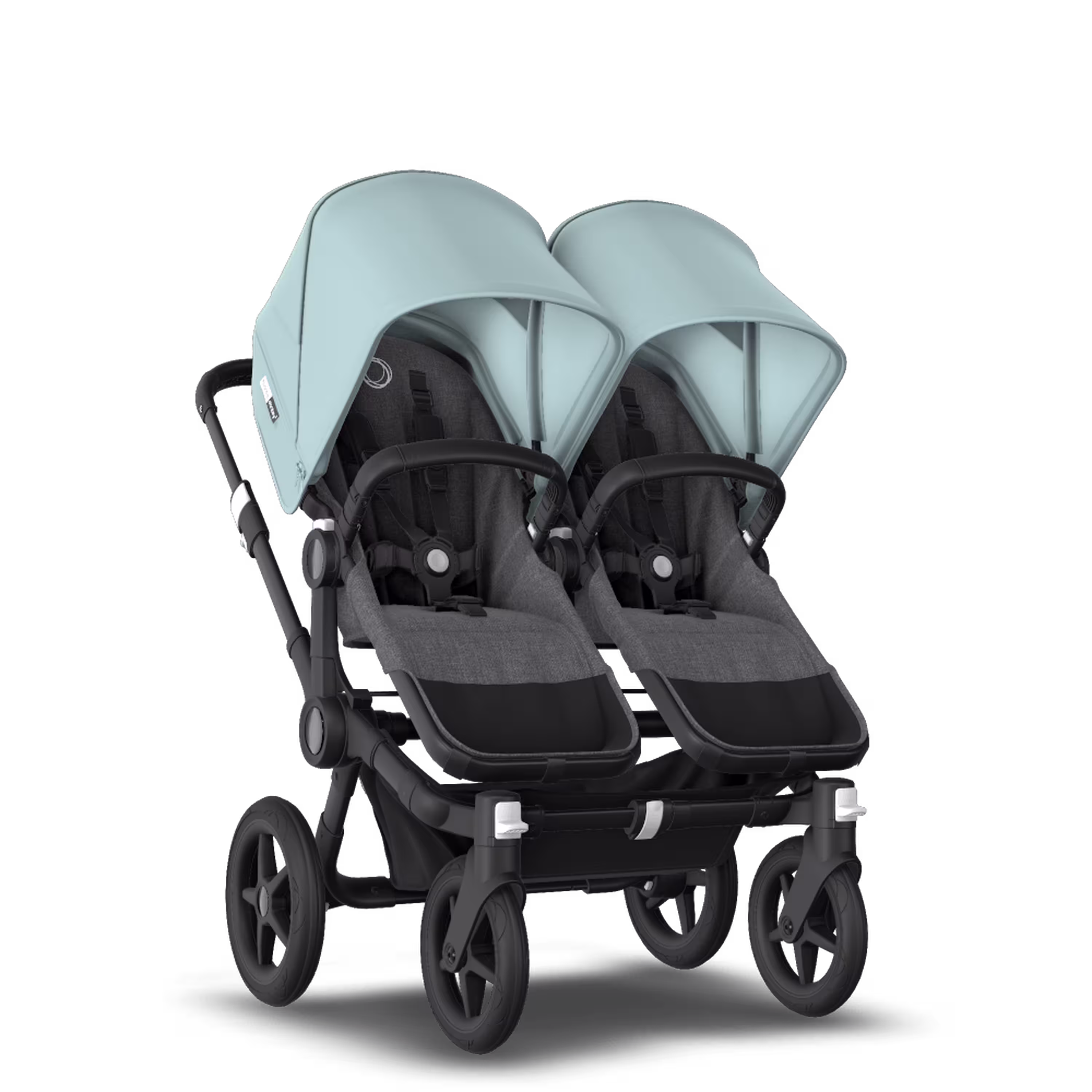 Bugaboo Donkey 3 Twin seat and carrycot pushchair vapor blue sun canopy, grey melange fabrics, black base - Main Modal Image Slide 5 of 9