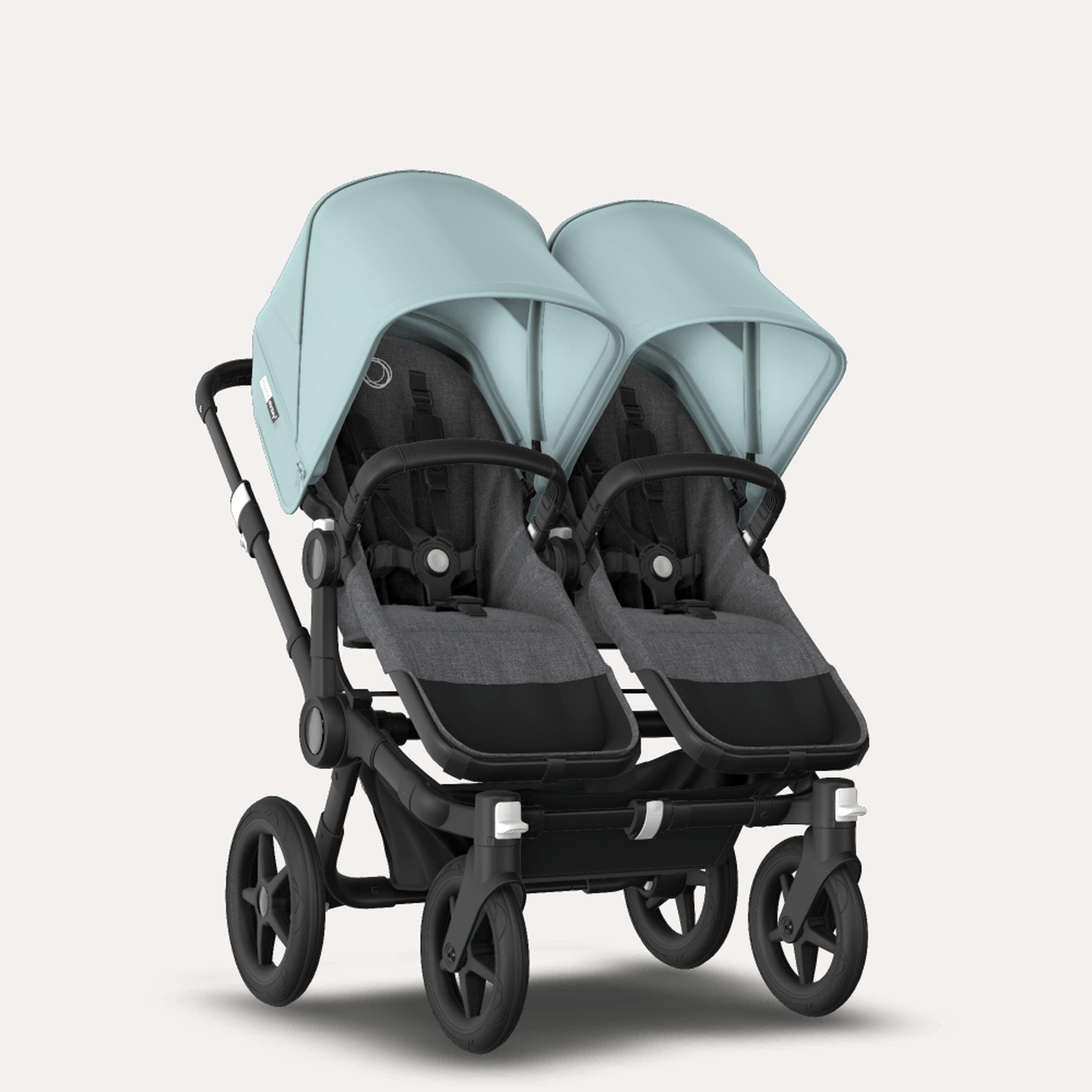 Bugaboo Donkey 3 Twin seat and carrycot pushchair vapor blue sun canopy, grey melange fabrics, black base - Main Modal Image Slide 5 of 9