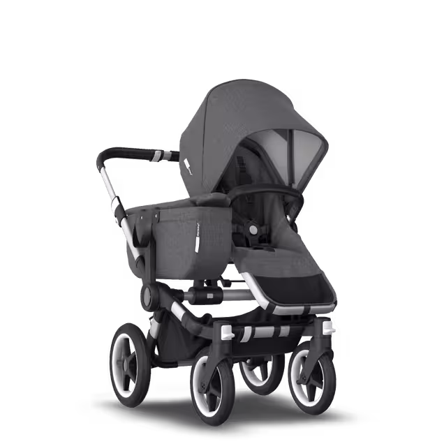 Bugaboo Donkey 3 Mono travel system grey melange sun canopy, grey melange fabrics, aluminium base - Main Image Slide 6 of 18