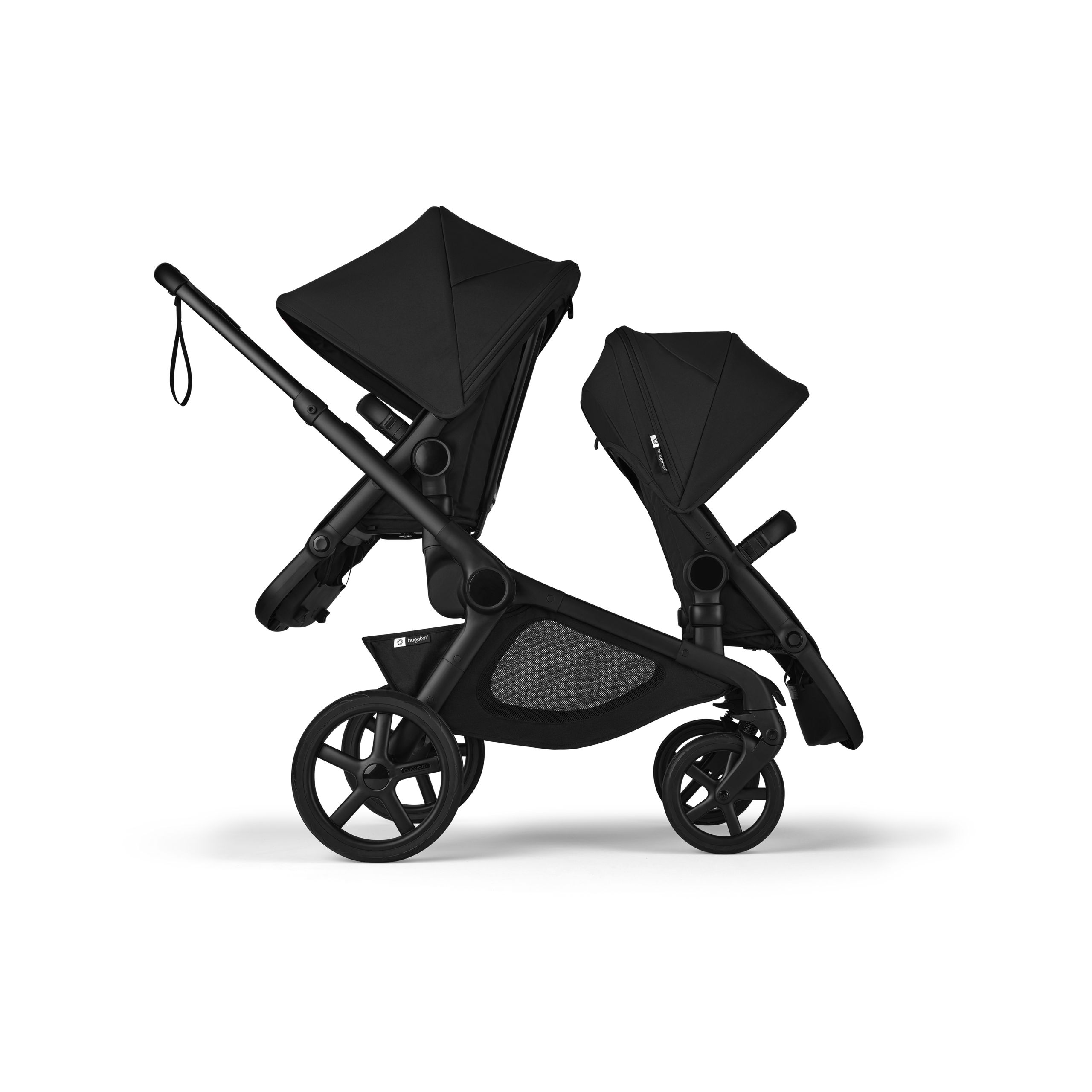 Bugaboo Kangaroo seat-only tandem black base, midnight black fabrics, midnight black sun canopy - Thumbnail Slide 3 of 12