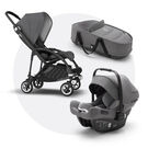 Bugaboo Bee 5 travel system grey melange sun canopy, grey melange fabrics, black base