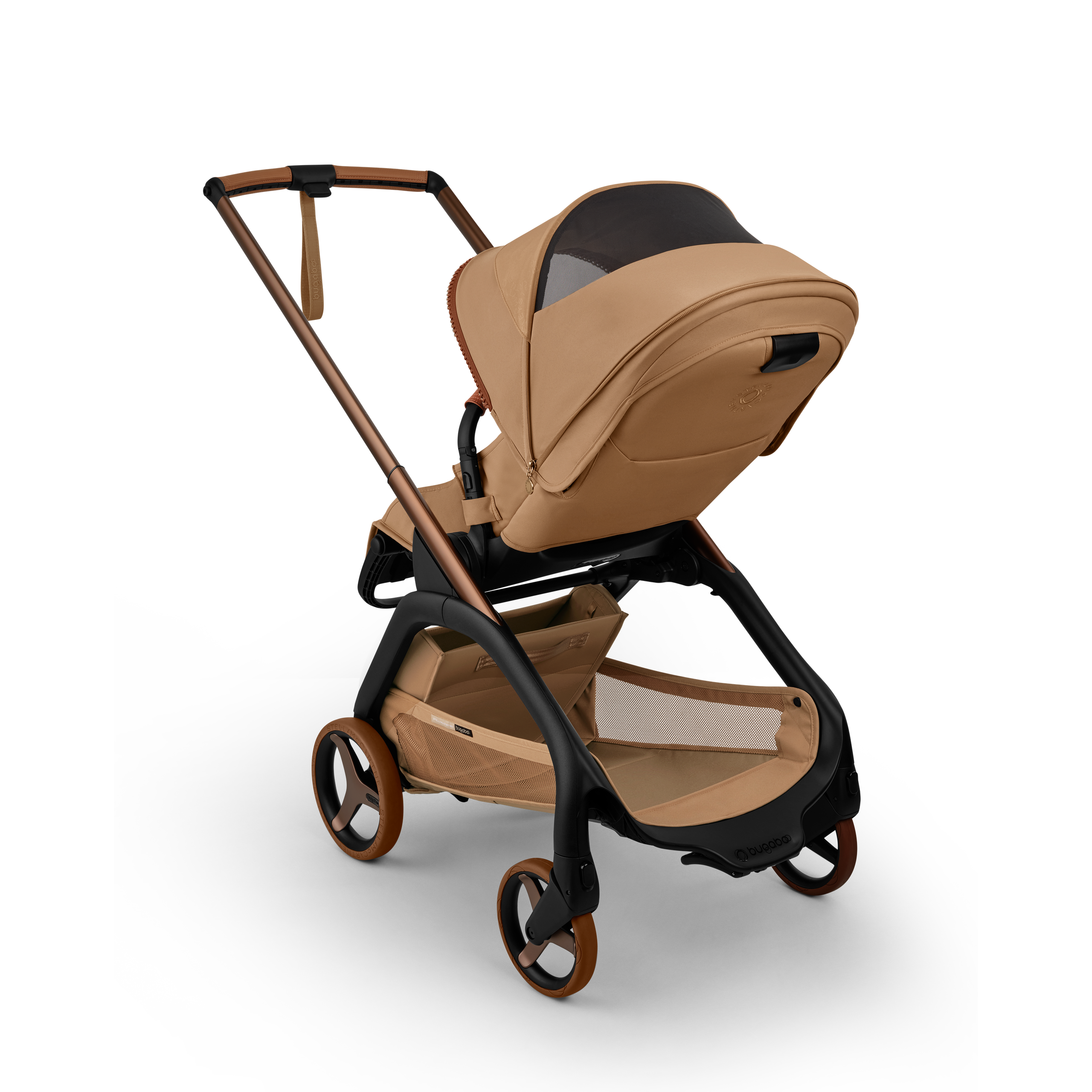 Bugaboo x Stella McCartney Dragonfly Plus seat stroller tobacco brown base, tobacco brown fabrics, tobacco brown sun canopy - Thumbnail Slide 5 of 12