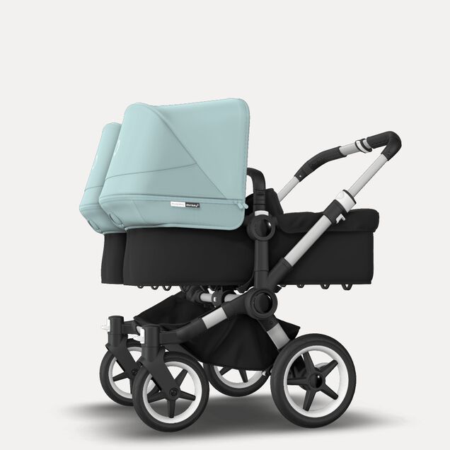 Bugaboo Donkey 3 Twin seat and bassinet stroller vapor blue sun canopy, black fabrics, aluminium base - Main Image Slide 2 van 9
